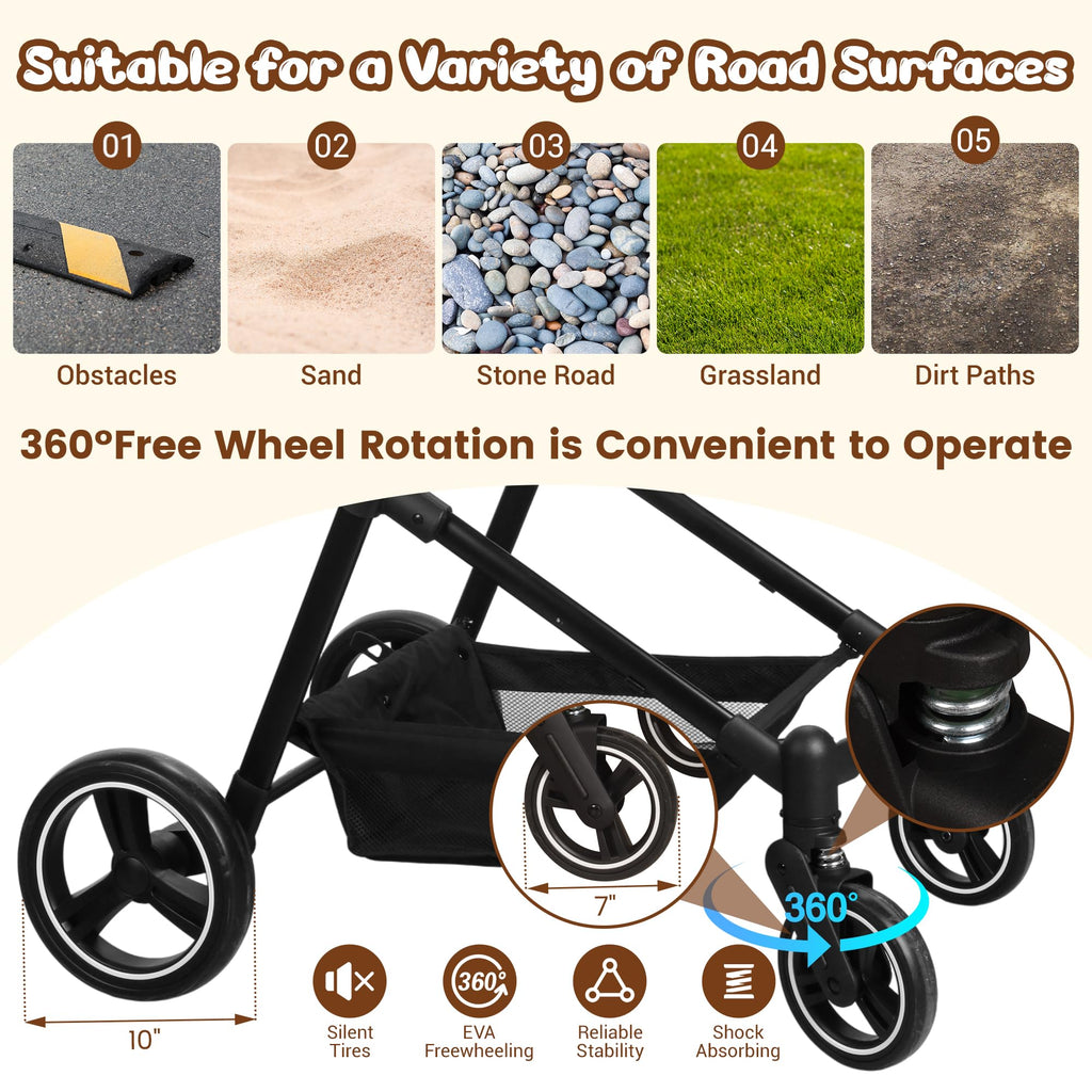 Foldable Double Pet Stroller E34930
