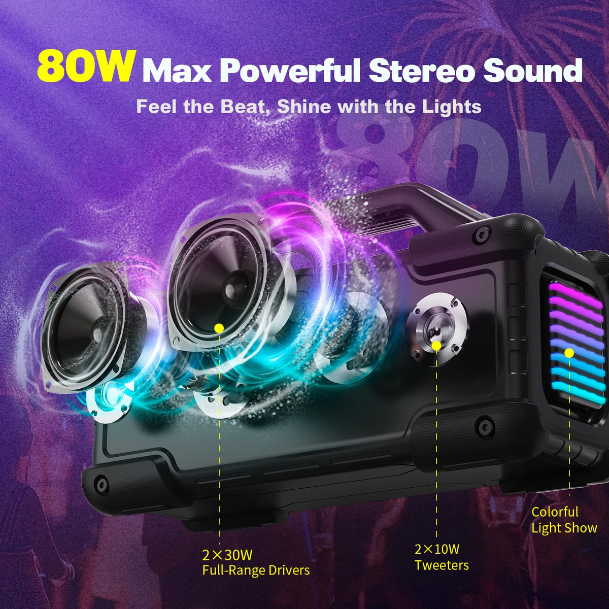 Black Portable Water Resistant Bluetooth Speaker C206