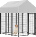 Outdoor Dog Kennel with Roof, 6' x 4' x 6' Heavy Duty Welded Wire Dog Playpen Enclosure G49220