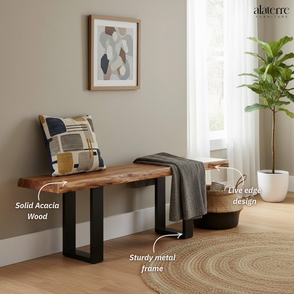 Solid Wood Entryway Bench N46219