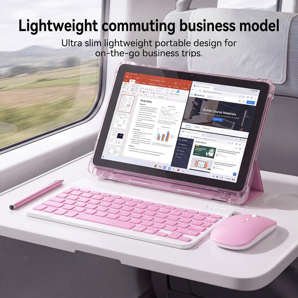 10 Inch 2 in 1 Tablet with Keyboard Kit & Case Pink U820