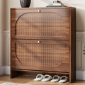 Luminous Walnut Shoe Storage Cabinet with Adjustable Shelves D640968