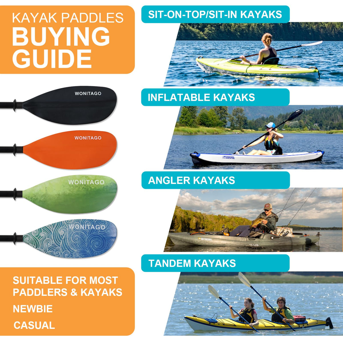 Adjustable Lightweight Kayak Paddle E6115