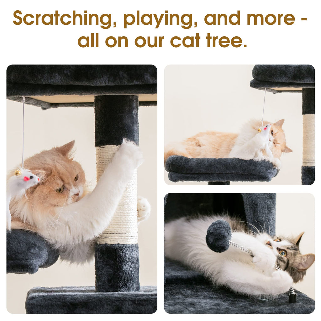 70.1-Inch Multi-Level Plush Cat Tree with Hammock B224712