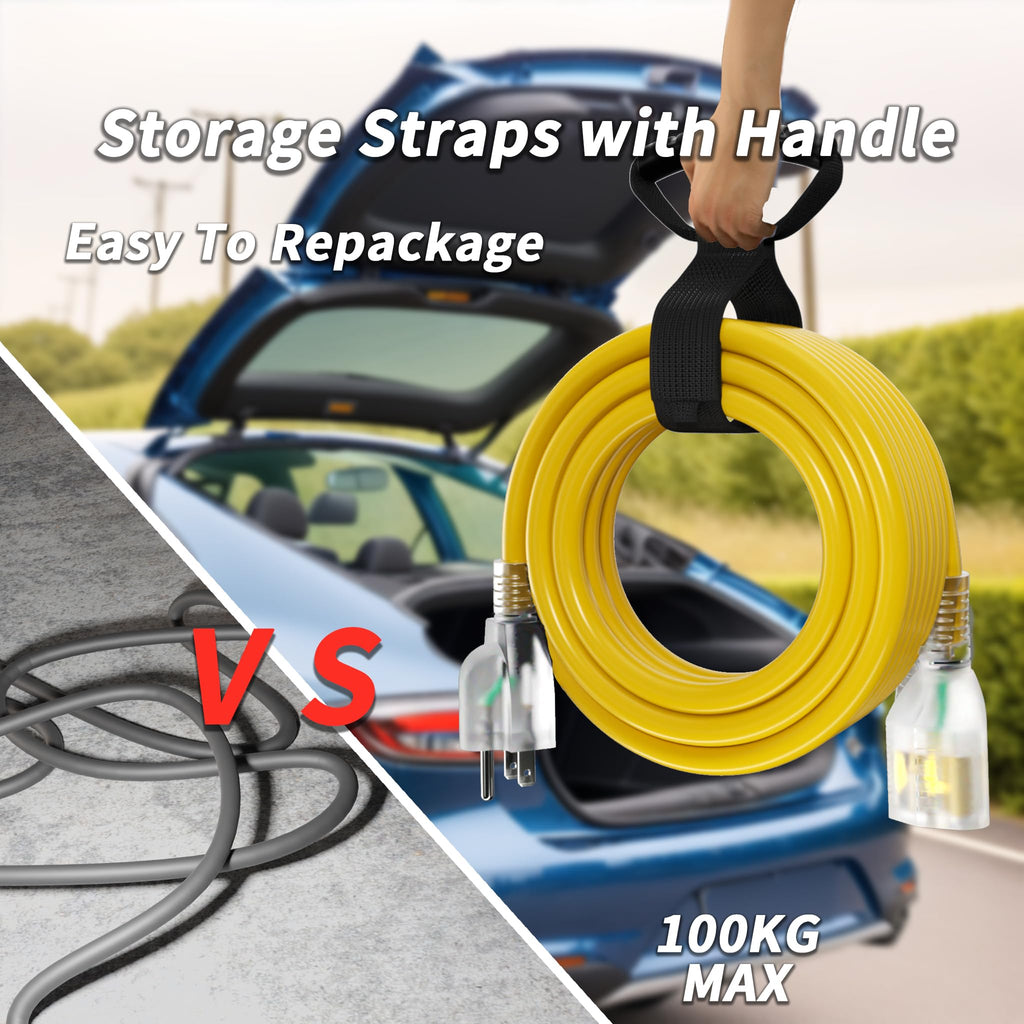 100ft 10 Gauge Waterproof Outdoor Extension Cord Yellow S782556