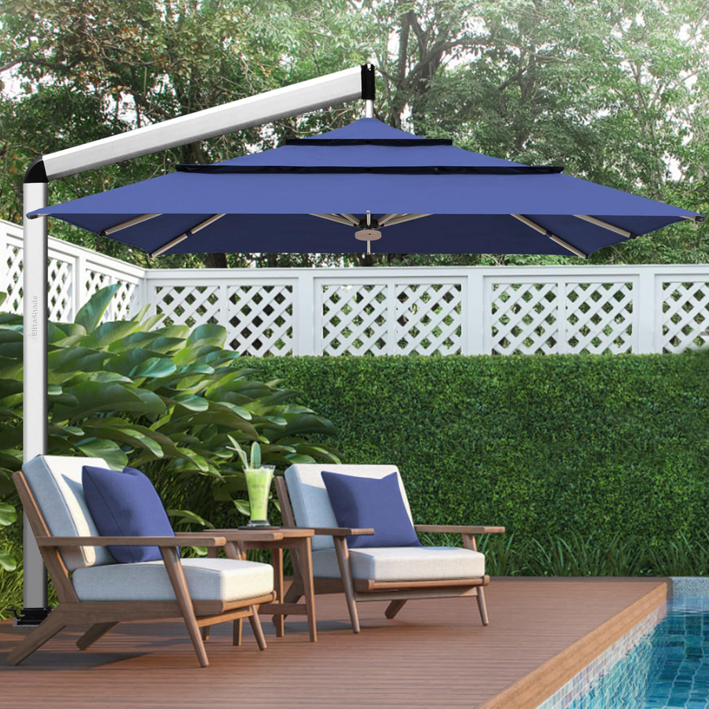 10x10FT Aluminum Cantilever Patio Umbrella with Light S424550