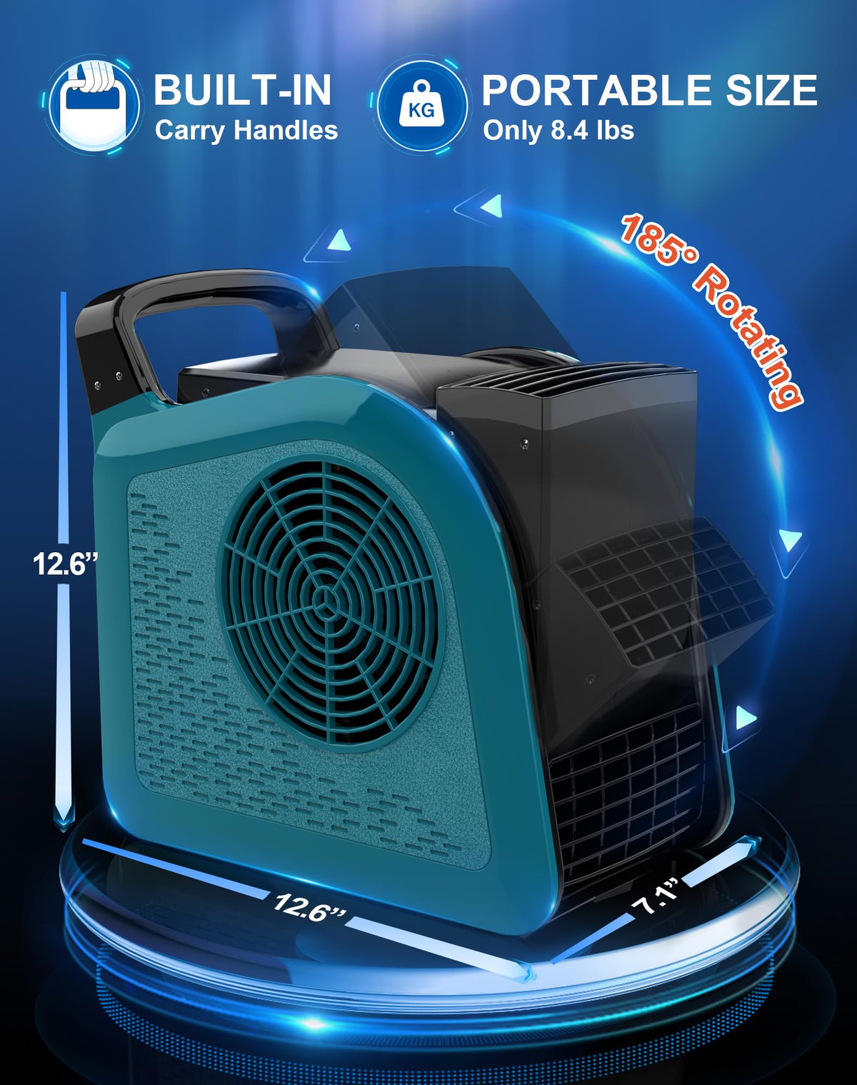 Blue 355CFM 3 Speed Air Mover Blower Fan with 2 Outlets N32351