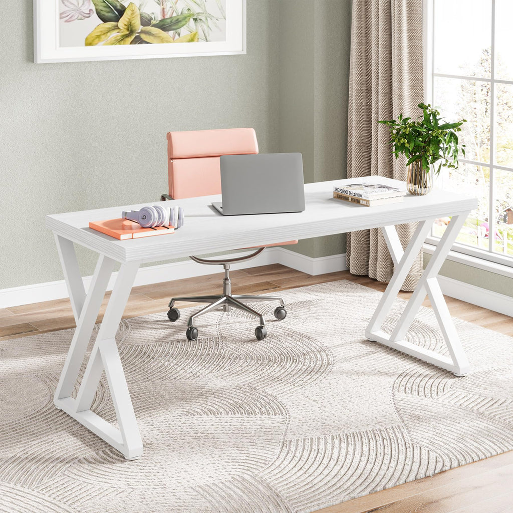 55 inch White Writing Computer Desk V677528