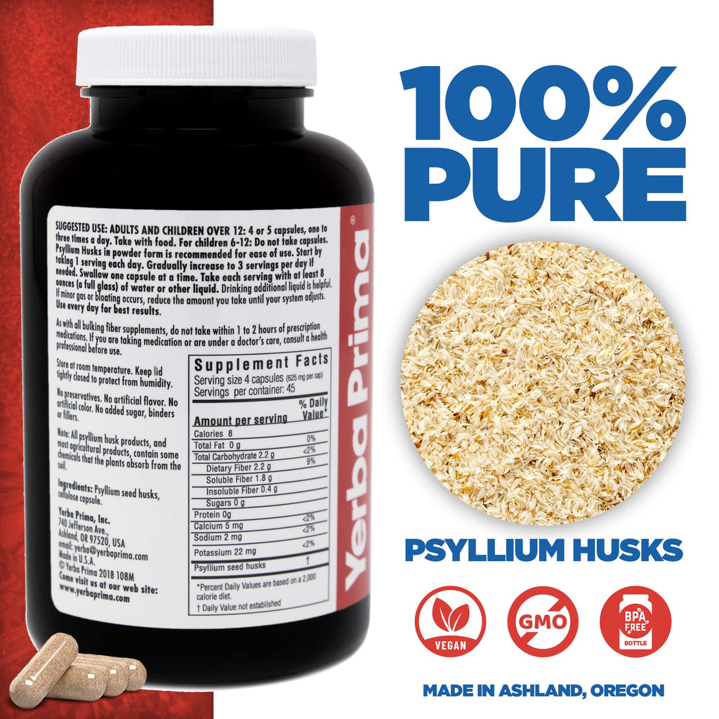 180 Veg Capsules Psyllium Husks Fiber Supplement A28017
