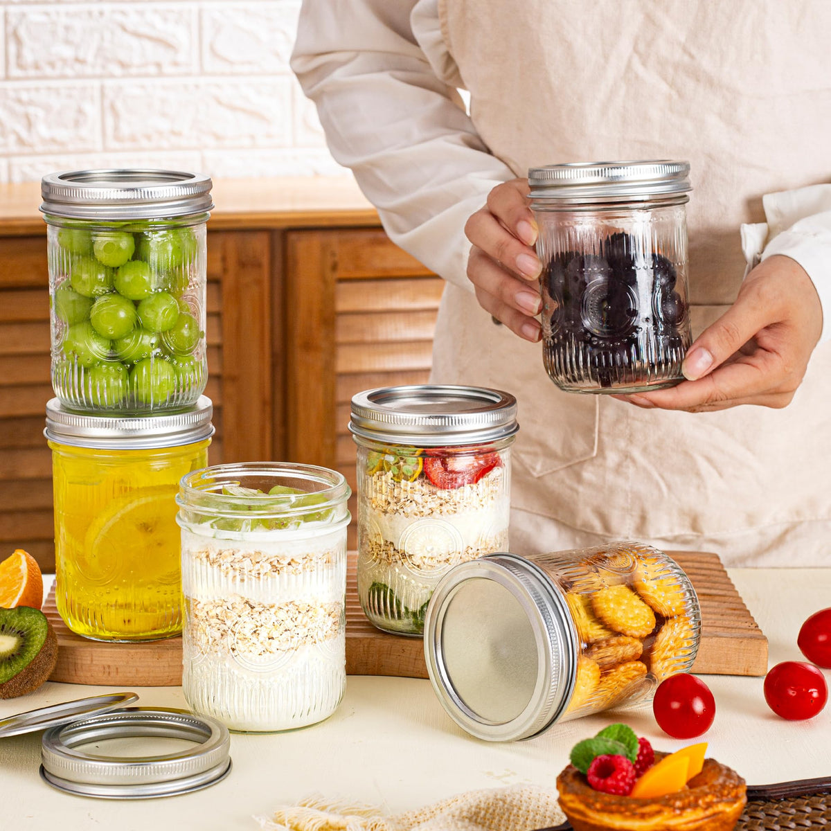 16 oz Regular Mouth Mason Jars with Lids 6 Pack W5044