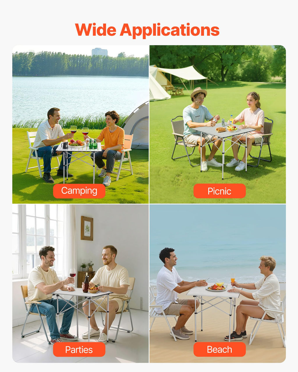 Folding Camping Table 28 inch Silver Y709