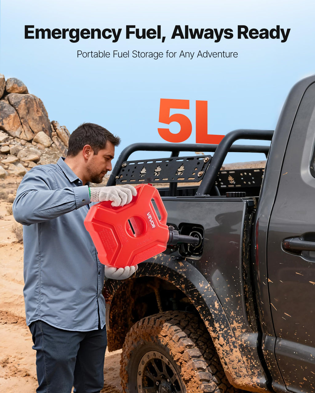 1.3 Gallon Gas Can with Spout and Lockable Bracket Z4528