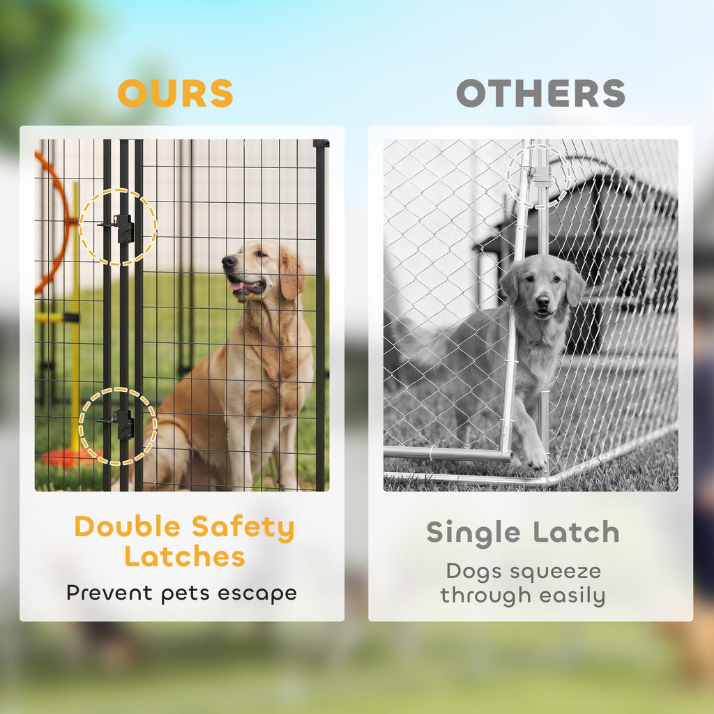 Outdoor Dog Kennel with Roof, 6' x 4' x 6' Heavy Duty Welded Wire Dog Playpen Enclosure G49220