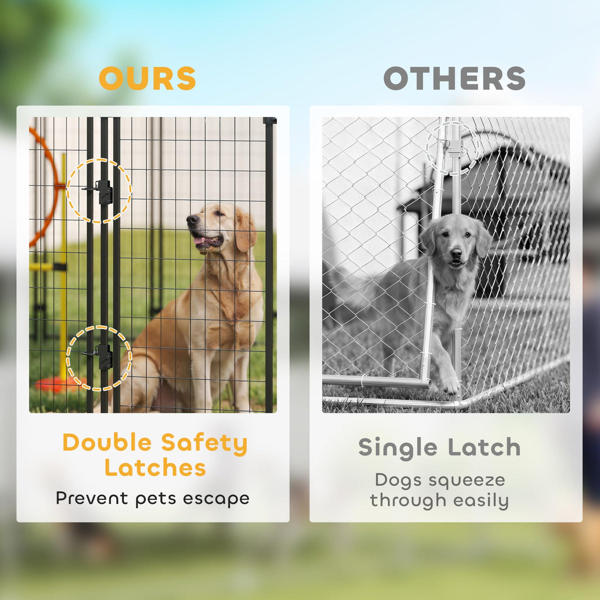 Outdoor Dog Kennel with Roof, 6' x 4' x 6' Heavy Duty Welded Wire Dog Playpen Enclosure G49220