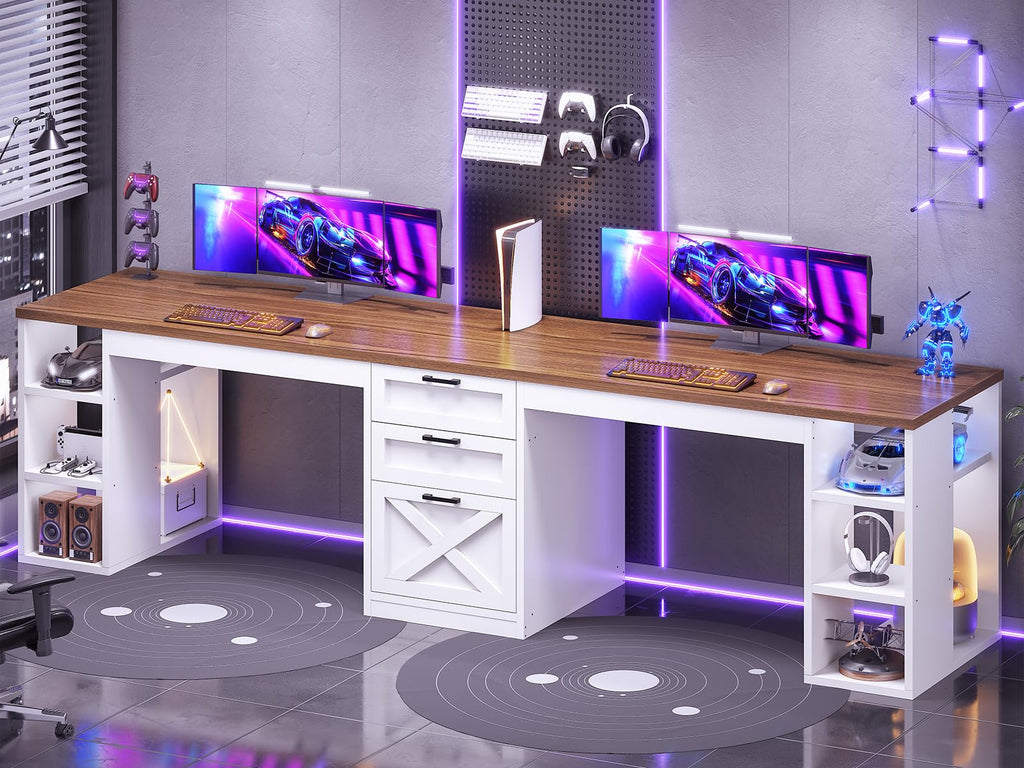 96.5" 2 Person Computer Desk with Storage Drawers O650924