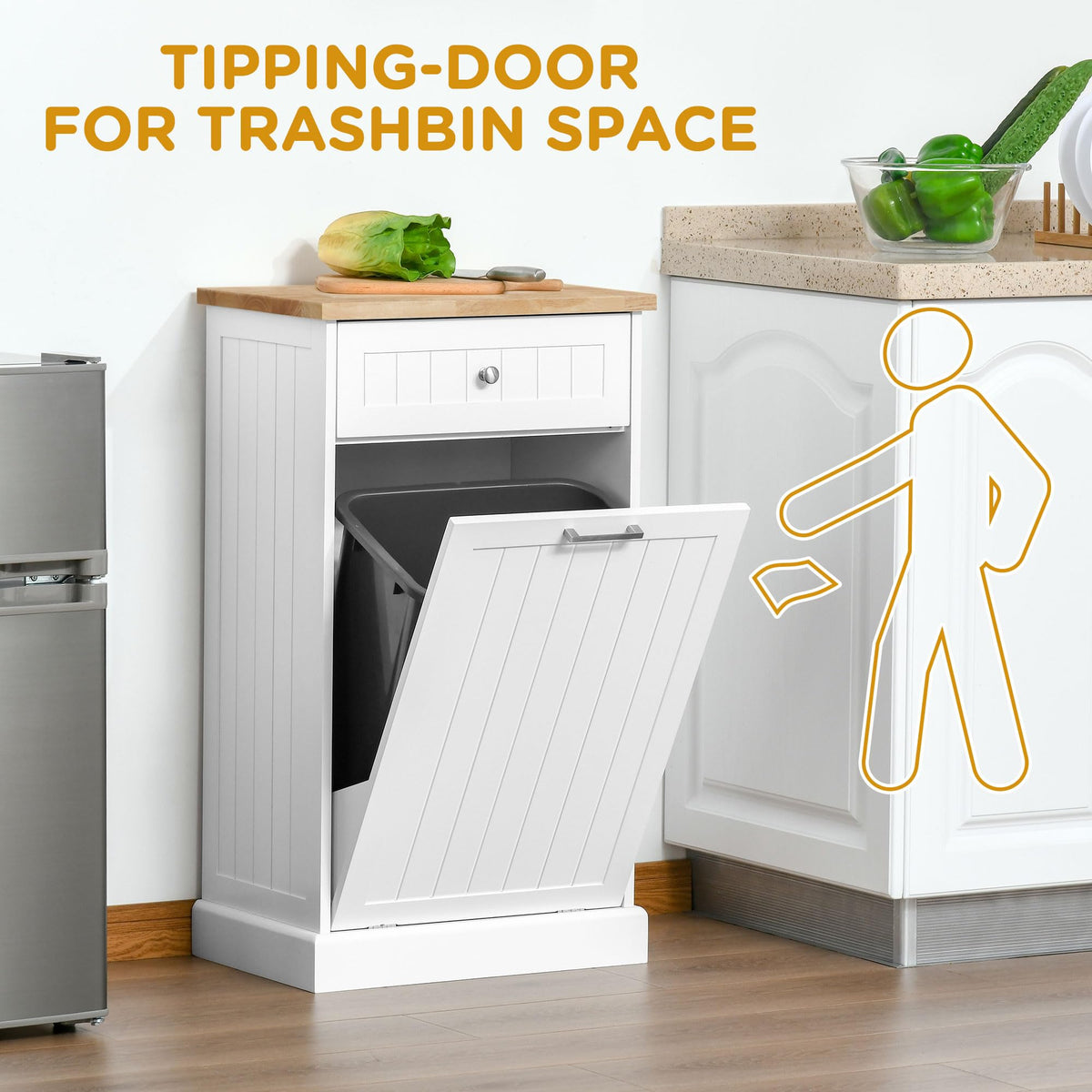 White Double Tilt-Out Trash & Recycling Cabinet V6017
