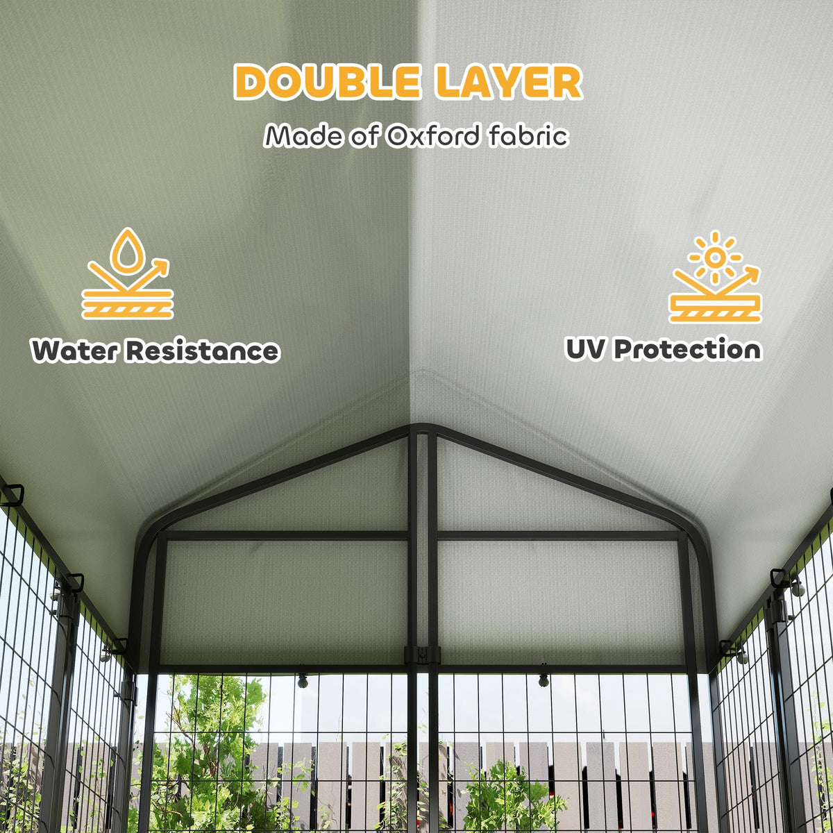 Outdoor Dog Kennel with Roof, 6' x 4' x 6' Heavy Duty Welded Wire Dog Playpen Enclosure G49220