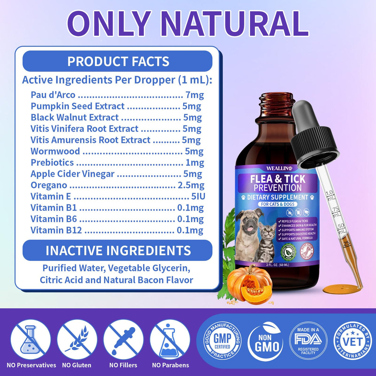 Flea and Tick Prevention for Cats & Dogs 60ml J2748
