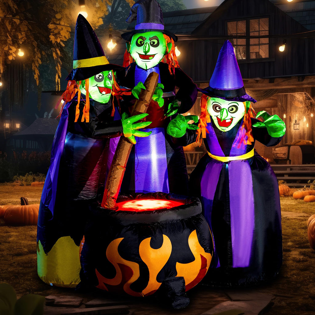6 FT Halloween Inflatables Three Witch Cauldron with LEDs A85991