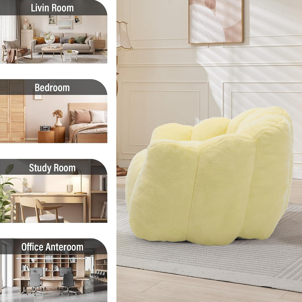 Floral Shaped Faux Fur Bean Bag Chair V5796