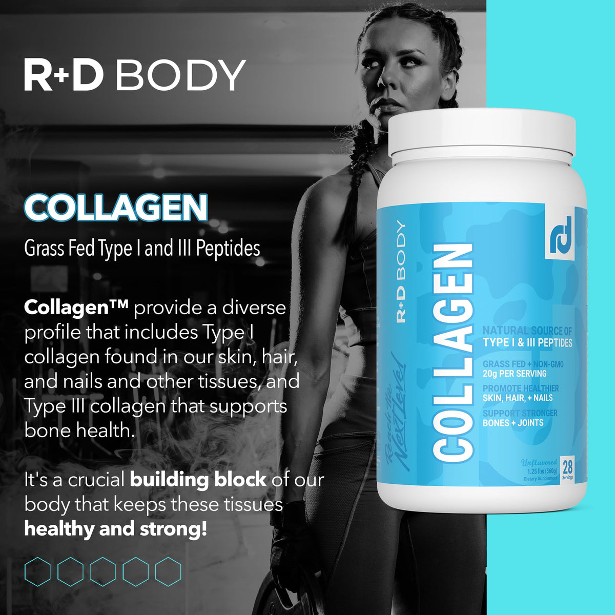 Hydrolyzed Collagen Peptides Powder Type I & III Unflavored 28 Servings W378