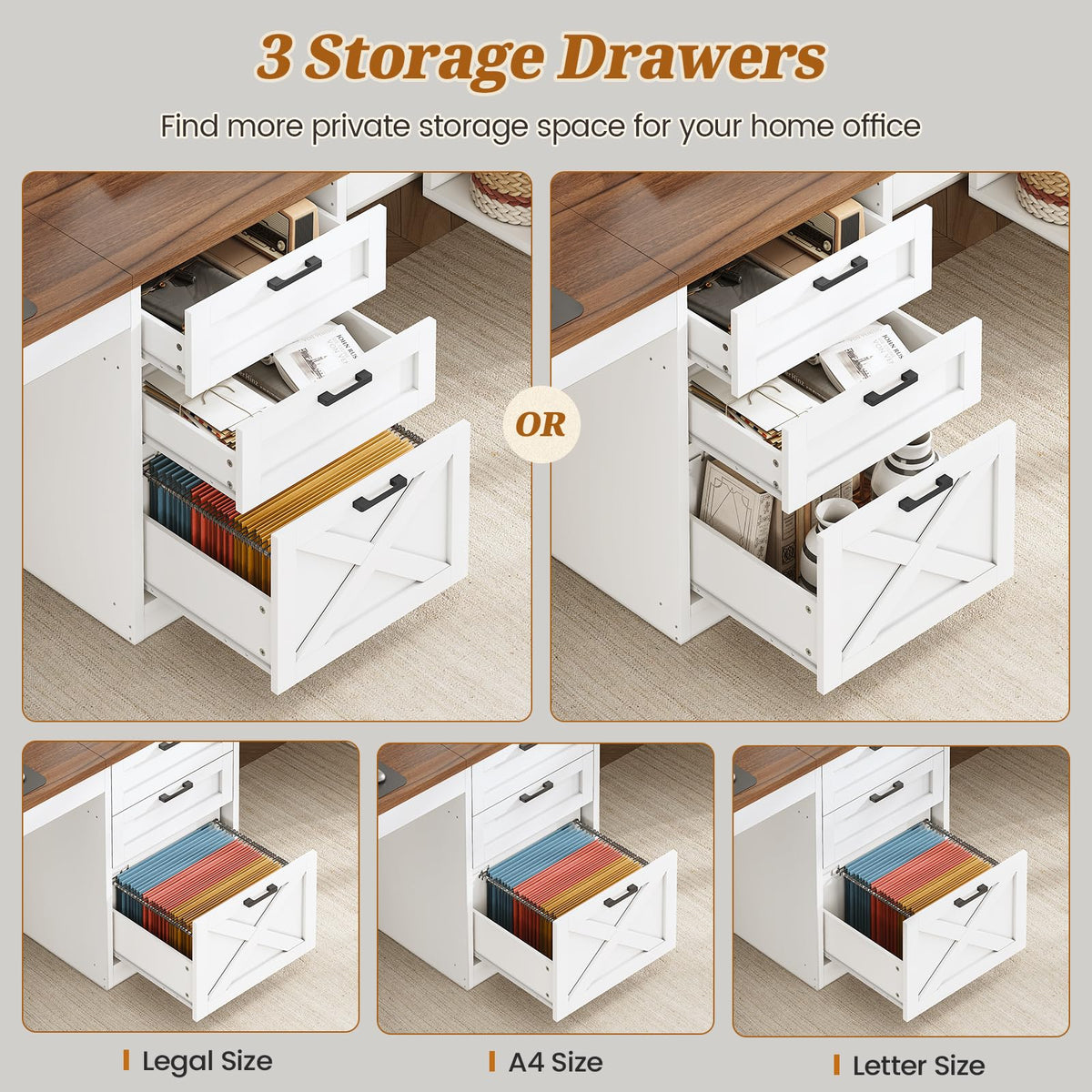 96.5" 2 Person Computer Desk with Storage Drawers O650924