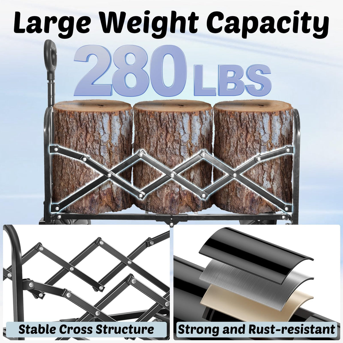 Foldable Collapsible Wagon Cart with Adjustable Handle E92942