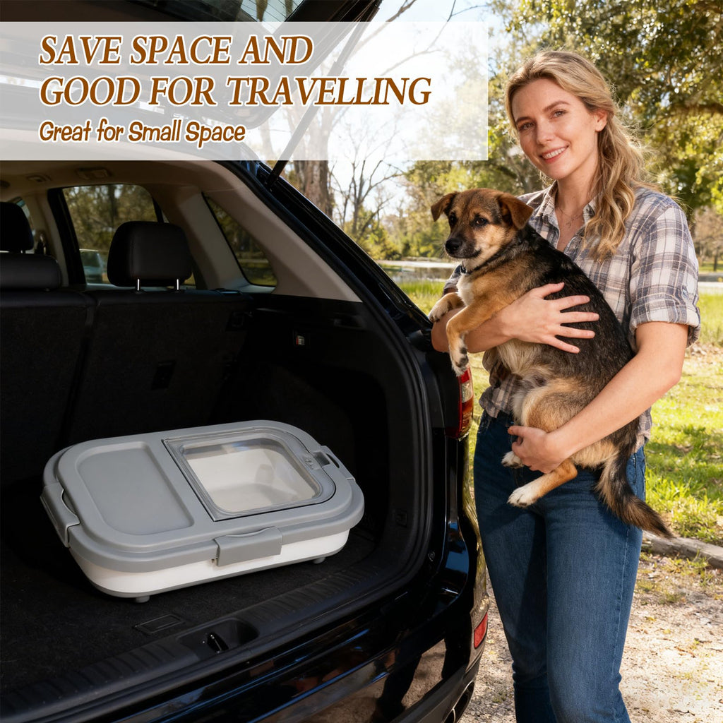 2 Pack 15Lbs Collapsible Airtight Pet Food Storage Container with Scoops Y59488