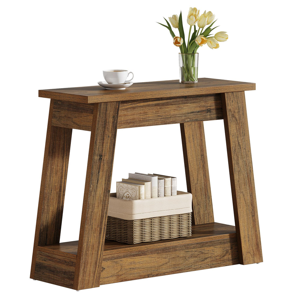 Wood End Table with 2 Storage Shelves R6037