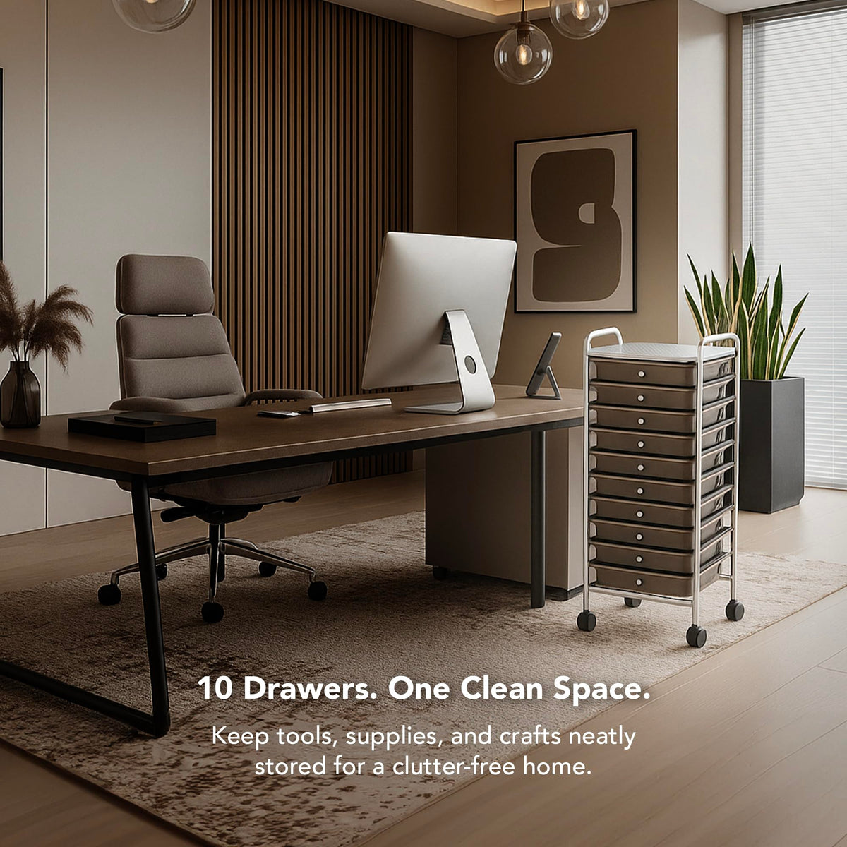 10 Drawer Rolling Storage Cart with Black Drawers T54372