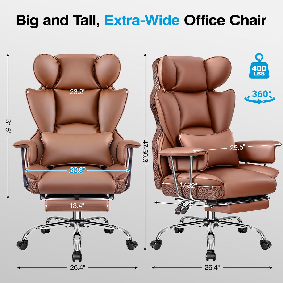 Big and Tall High Back Office Chair with Footrest I966
