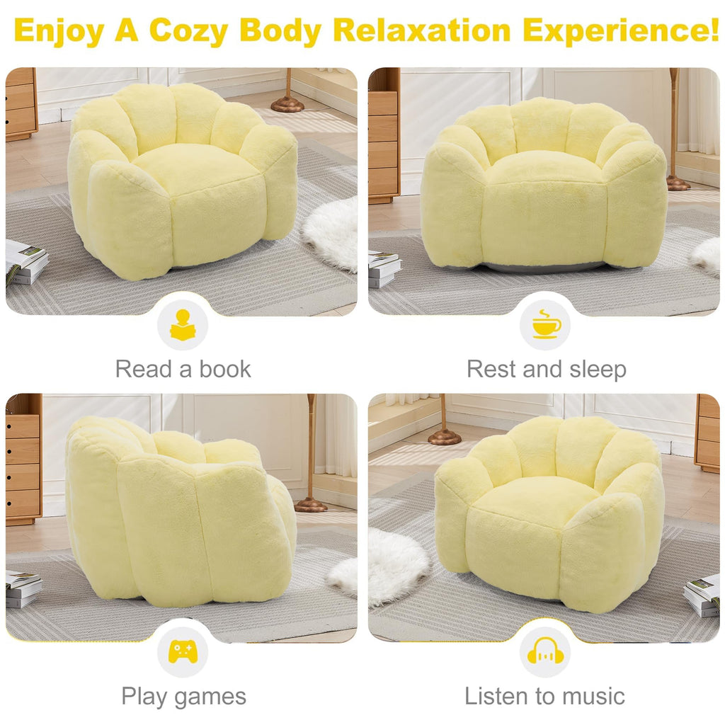 Floral Shaped Faux Fur Bean Bag Chair V5796