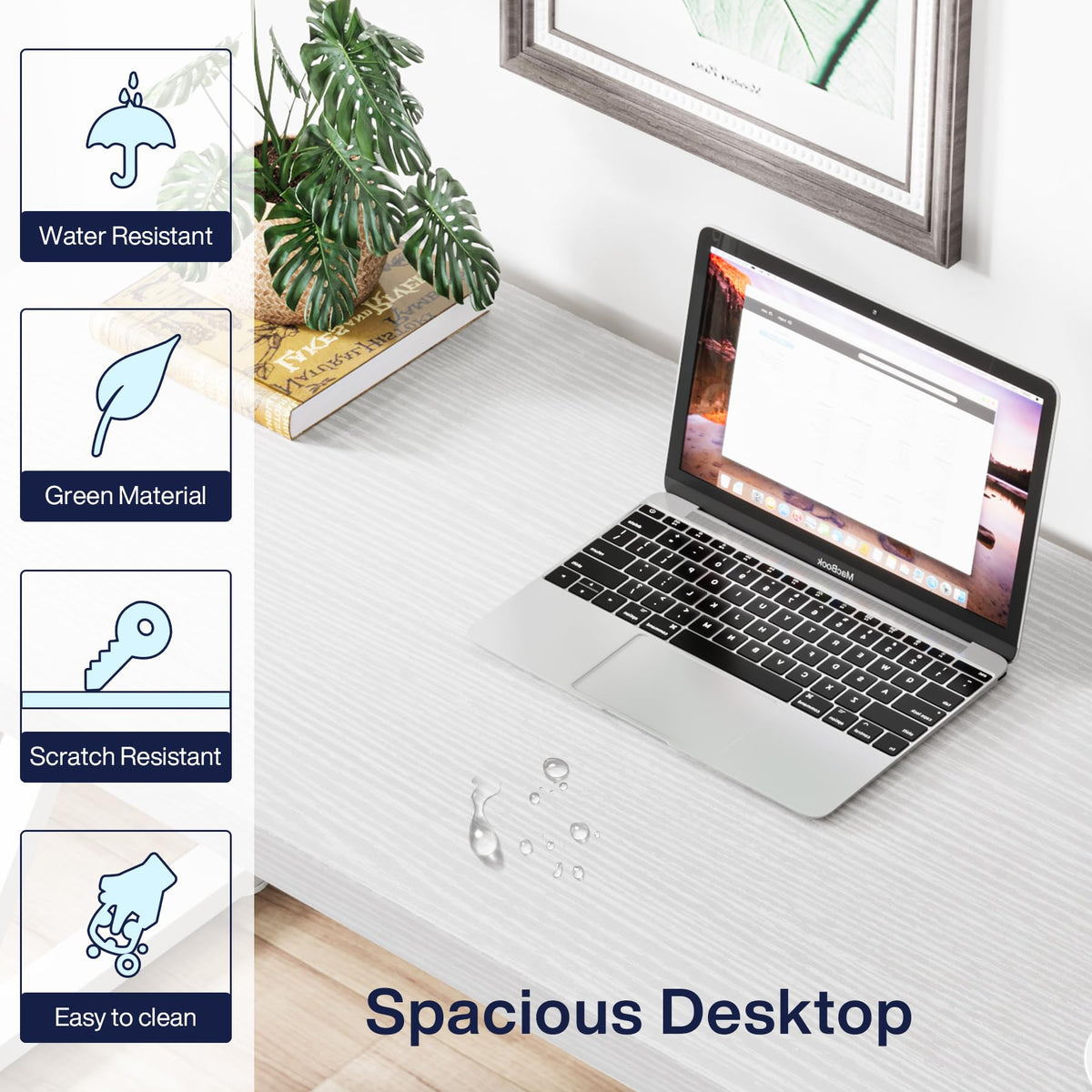 55 inch White Writing Computer Desk V677528