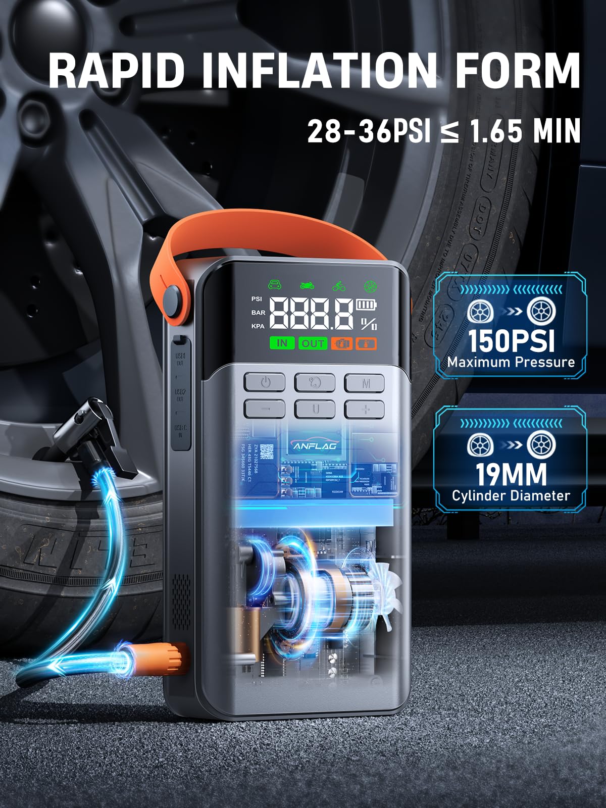 8-in-1 Car Jump Starter with Air Compressor V355009