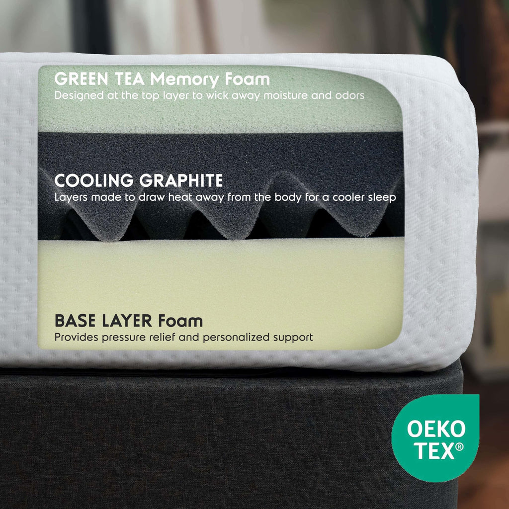 Green Tea 8 Inch Cooling Graphite Memory Foam Twin Mattress X144