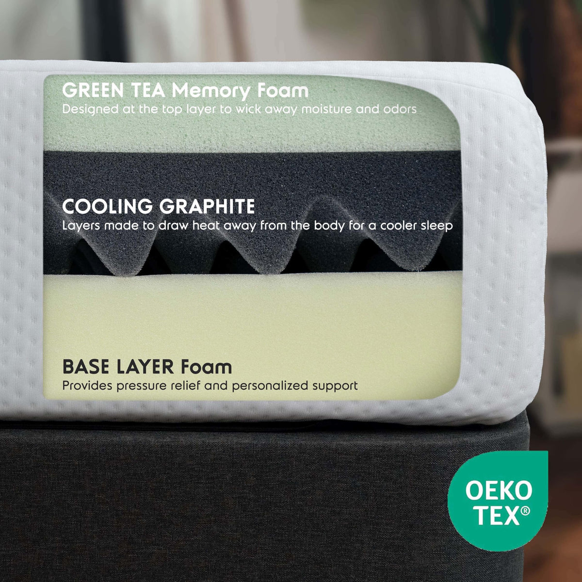 Green Tea 8 Inch Cooling Graphite Memory Foam Twin Mattress X144
