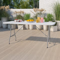 6-Foot Granite White Plastic Folding Table R19306