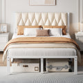 Full Size Upholstered Bed Frame with Tufted Headboard T77381