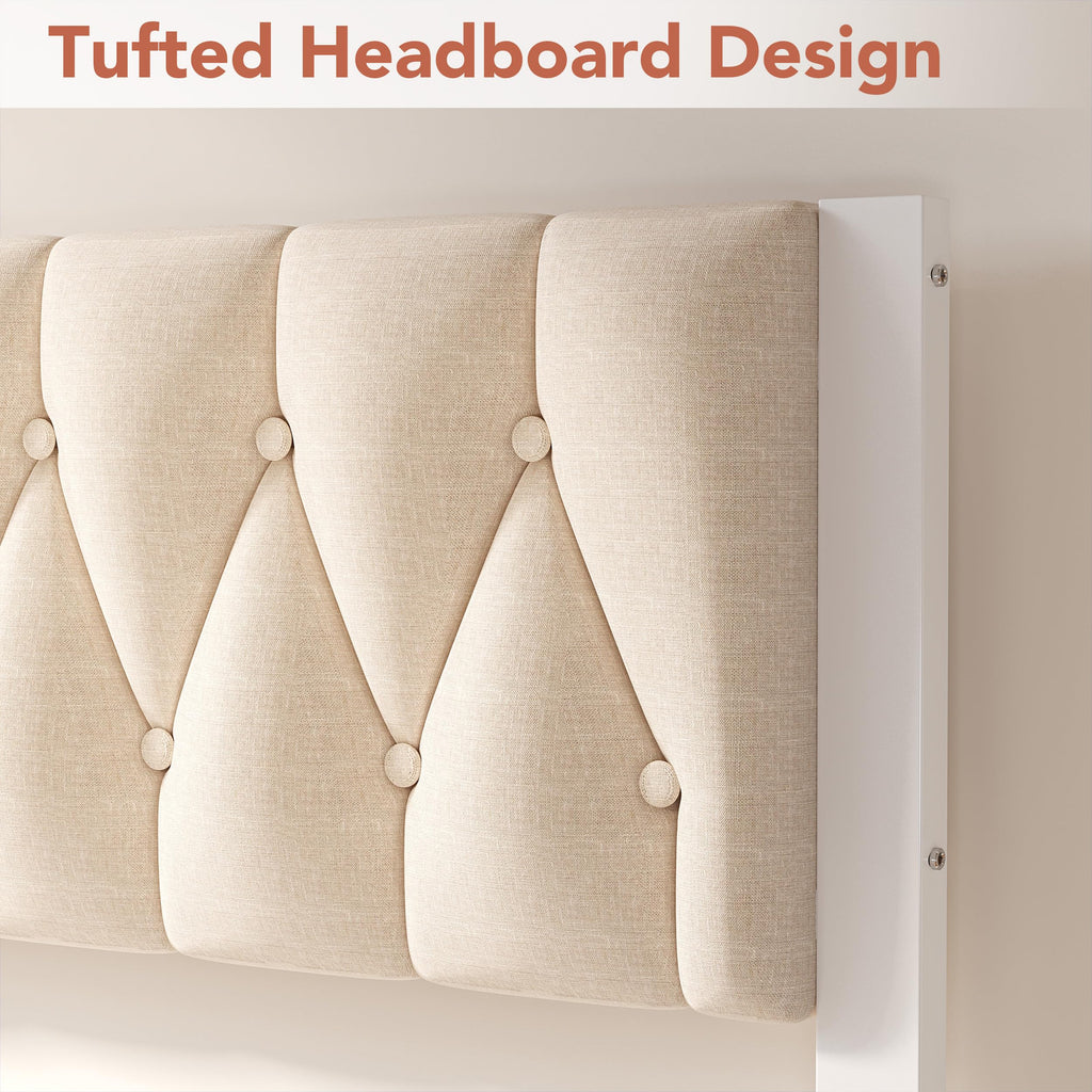Full Size Upholstered Bed Frame with Tufted Headboard T77381