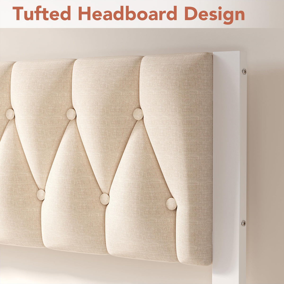 Full Size Upholstered Bed Frame with Tufted Headboard T77381