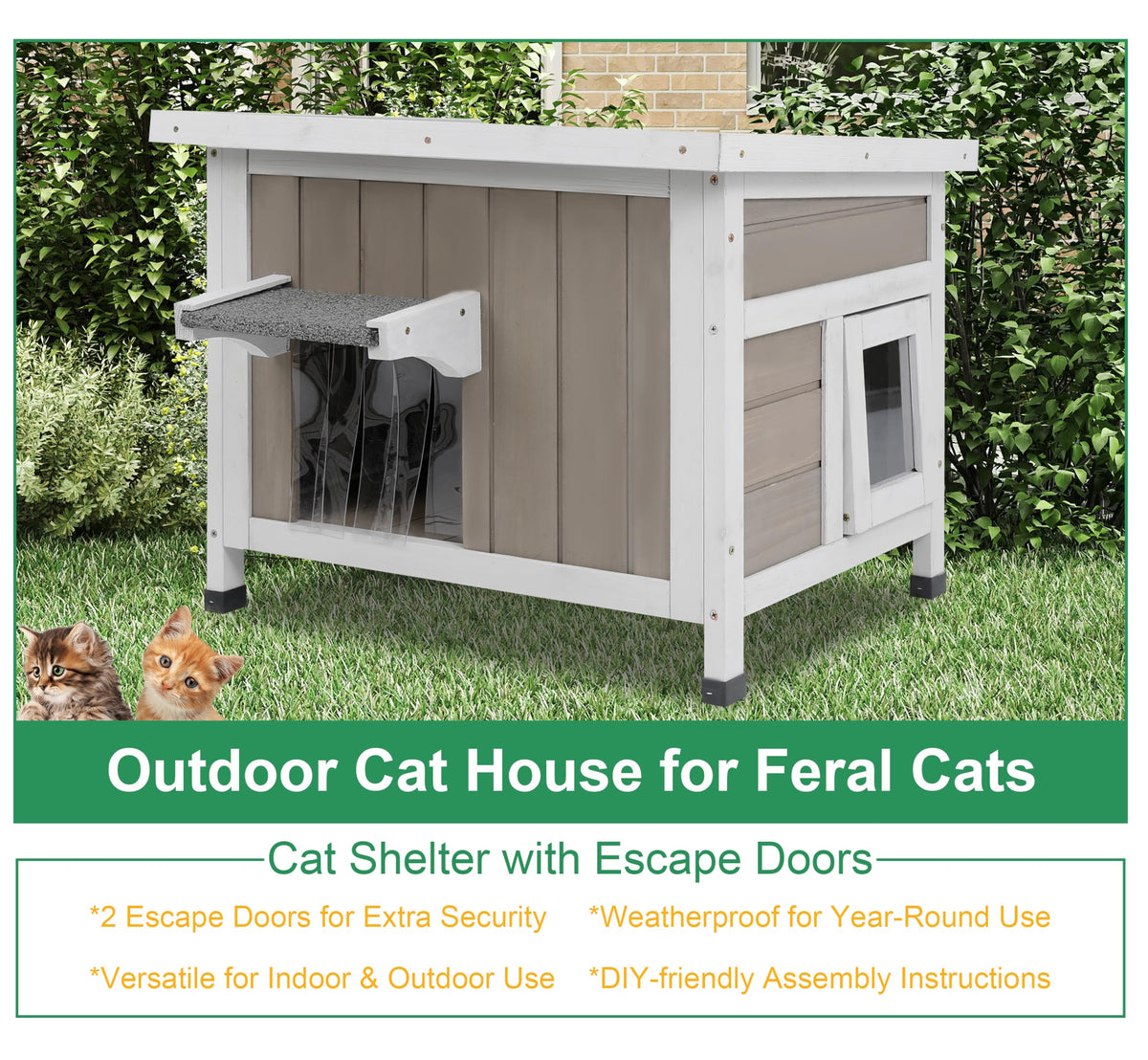 Weatherproof Outdoor Cat House O8893