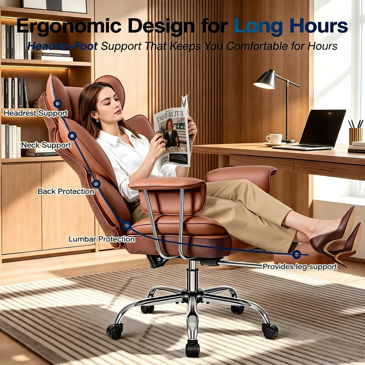 Big and Tall High Back Office Chair with Footrest I966
