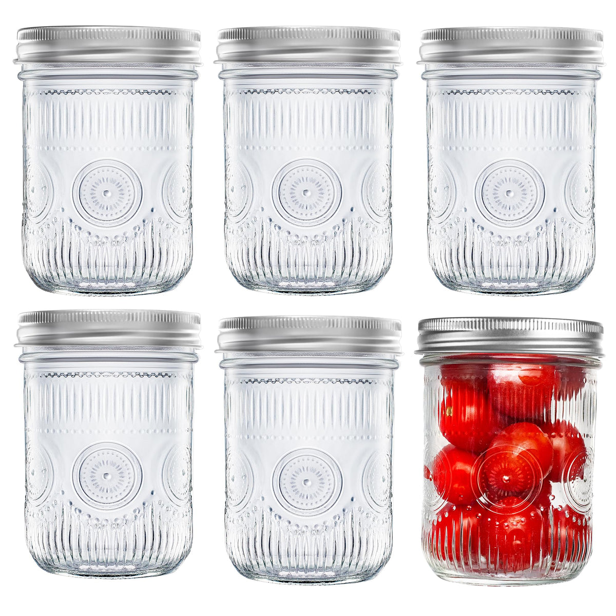 16 oz Regular Mouth Mason Jars with Lids 6 Pack W5044