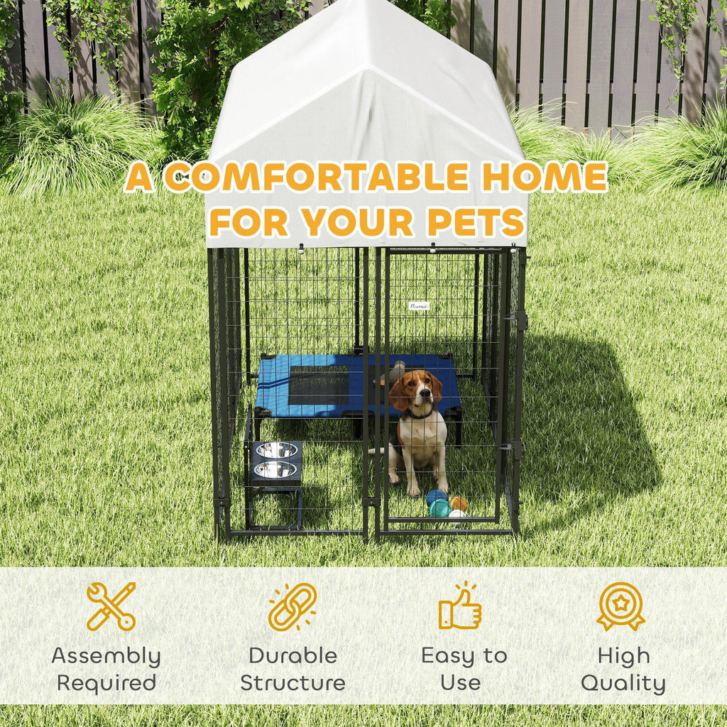 Outdoor Dog Kennel with Roof, 6' x 4' x 6' Heavy Duty Welded Wire Dog Playpen Enclosure G49220